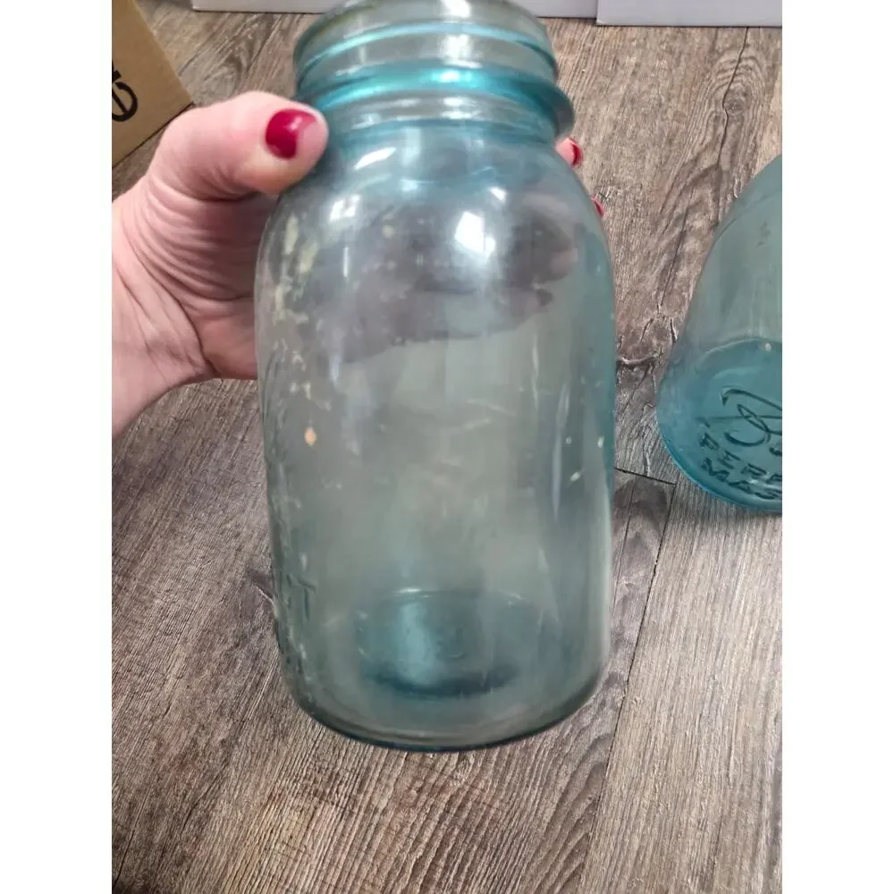Ball Perfect Mason Jars 8 + 3 Blue Vintage Lot Set of 2 - 7